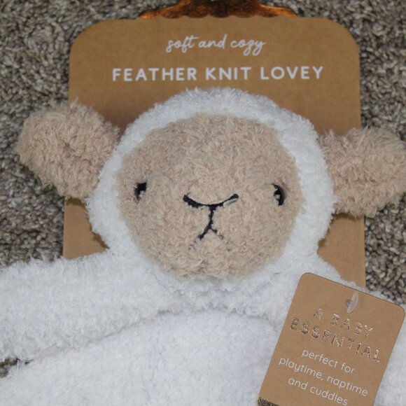 Levi and Emmie Sheep Lamb Security Blanket Feather Knit Lovey Baby Oversize NWT - Picture 2 of 3